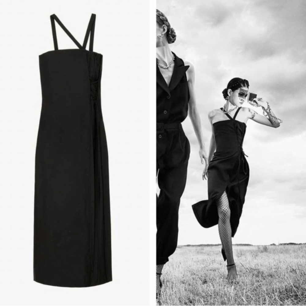 New Zara $169 Limited Edition Tied Wool Blend Dress XS Extra Small 0775/161